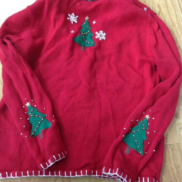Sz Small Red, White & Green Santa/Snowmen Christmas Sweater - Picture 3 of 3